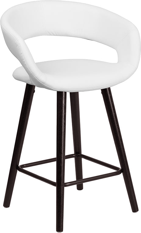 24"H White Vinyl Counter Stool CH-152561-WH-VY-GG