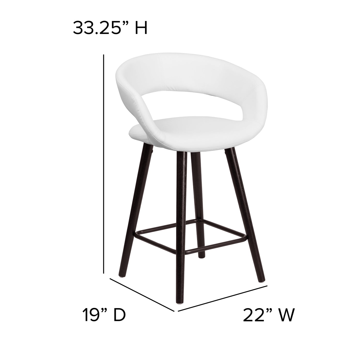 24"H White Vinyl Counter Stool CH-152561-WH-VY-GG