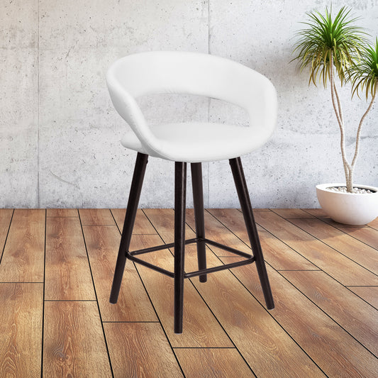 24"H White Vinyl Counter Stool CH-152561-WH-VY-GG