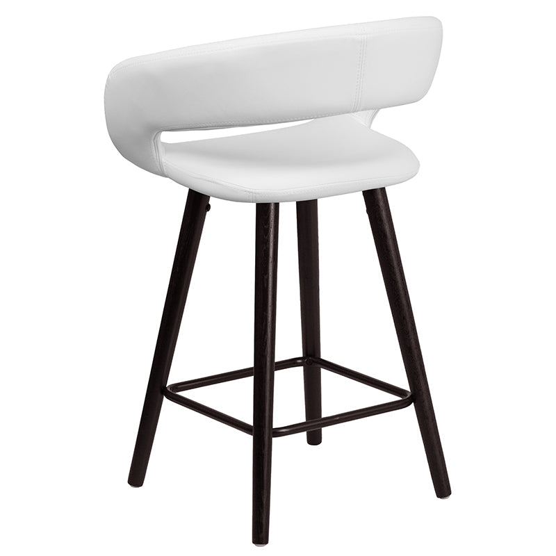 24"H White Vinyl Counter Stool CH-152561-WH-VY-GG