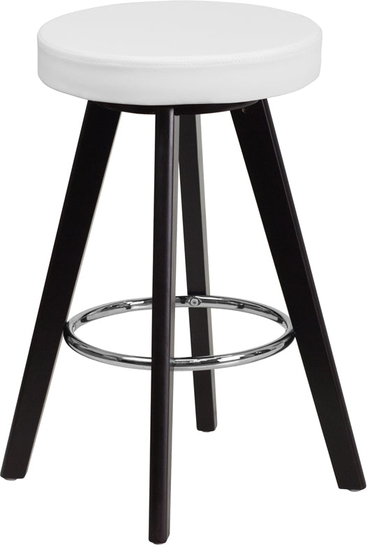 24"H White Vinyl Counter Stool CH-152600-WH-VY-GG