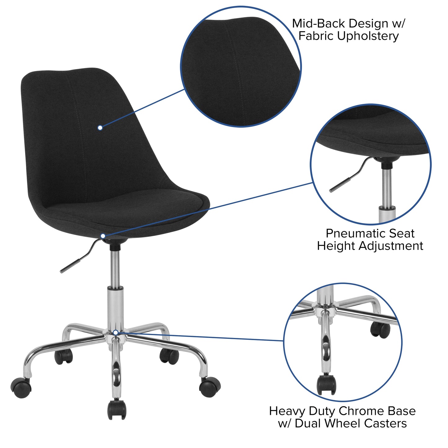 Black Fabric Task Chair CH-152783-BK-GG