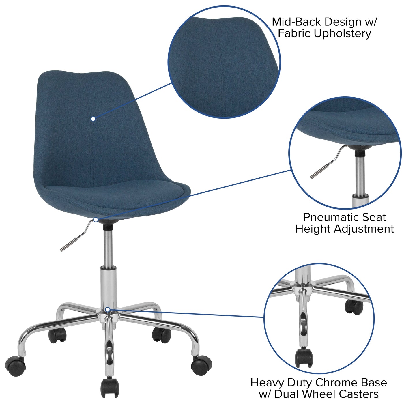 Blue Fabric Task Chair CH-152783-BL-GG