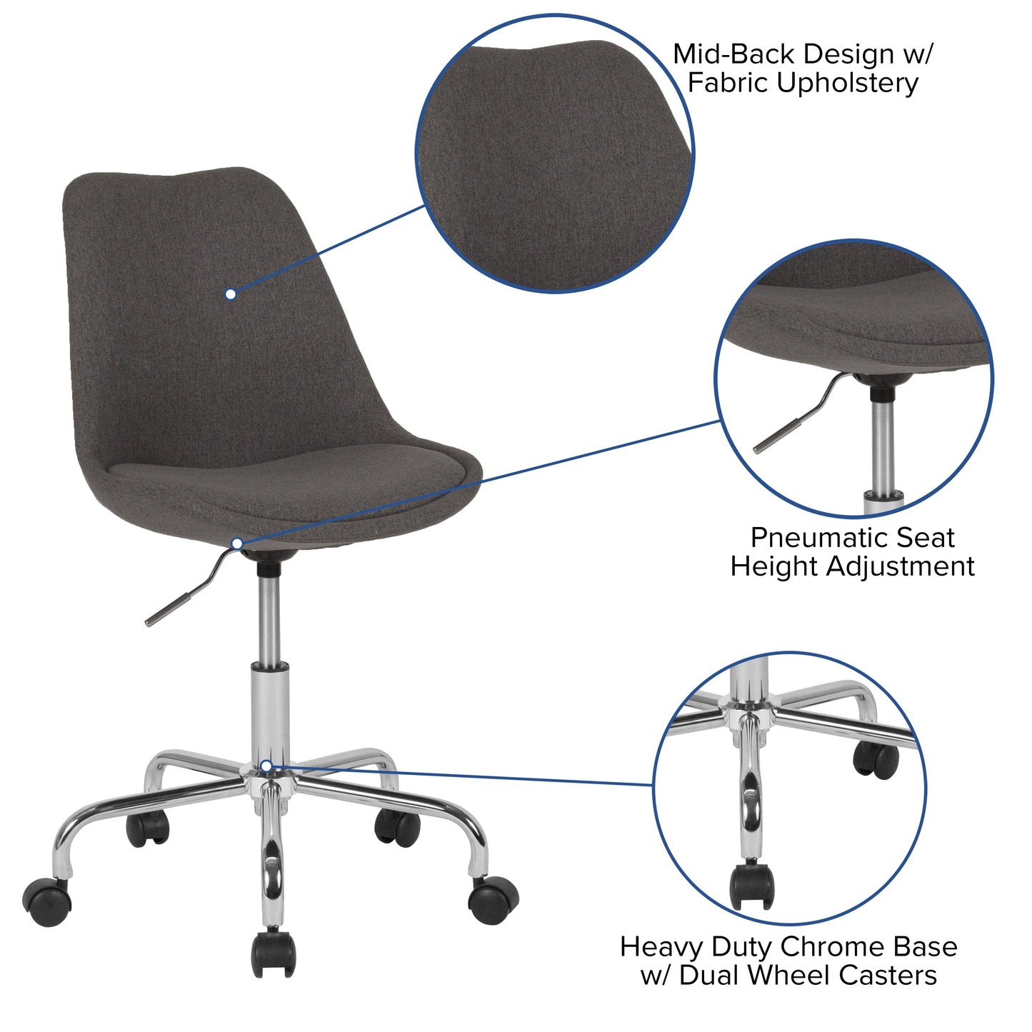 Dark Gray Fabric Task Chair CH-152783-DKGY-GG