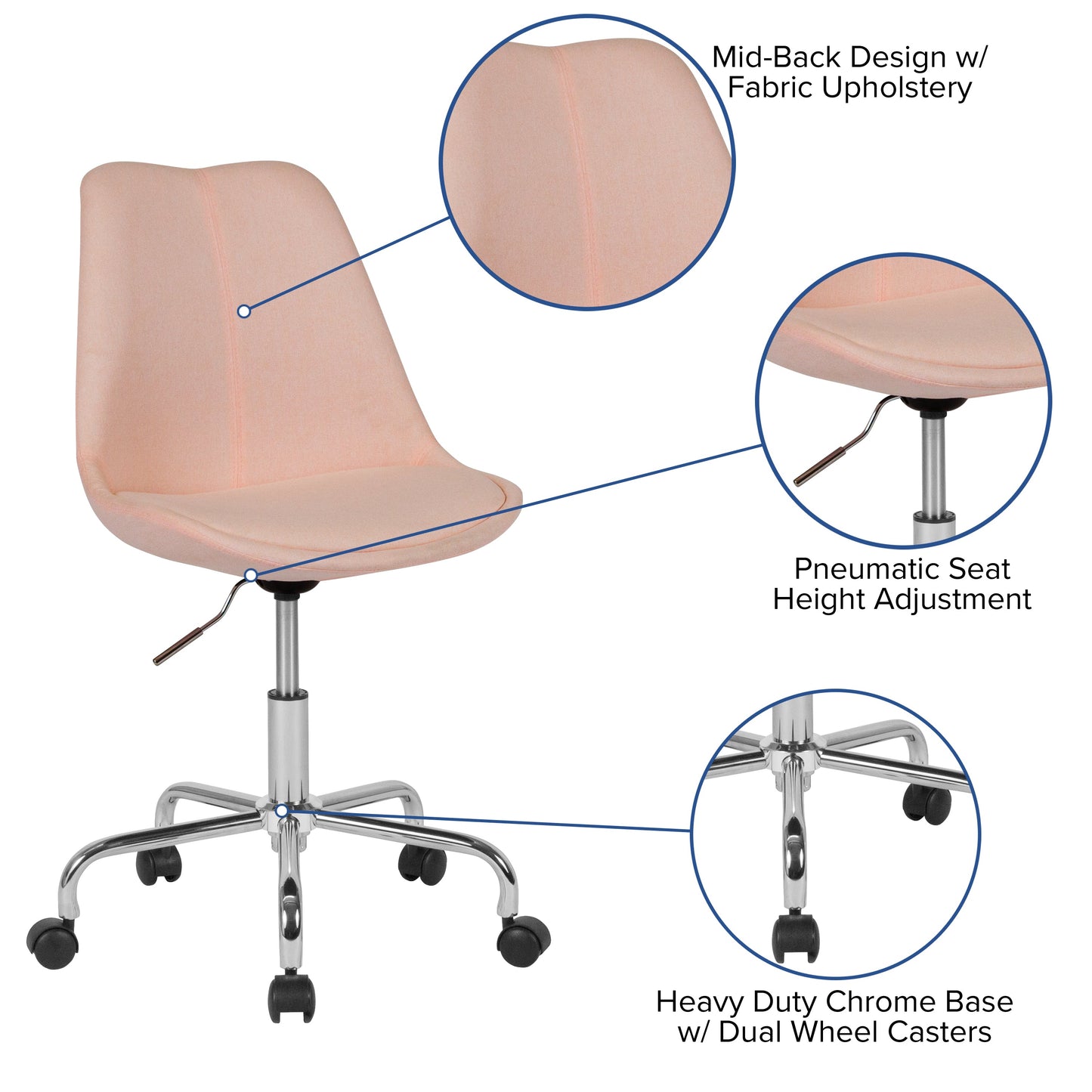 Pink Fabric Task Chair CH-152783-PK-GG