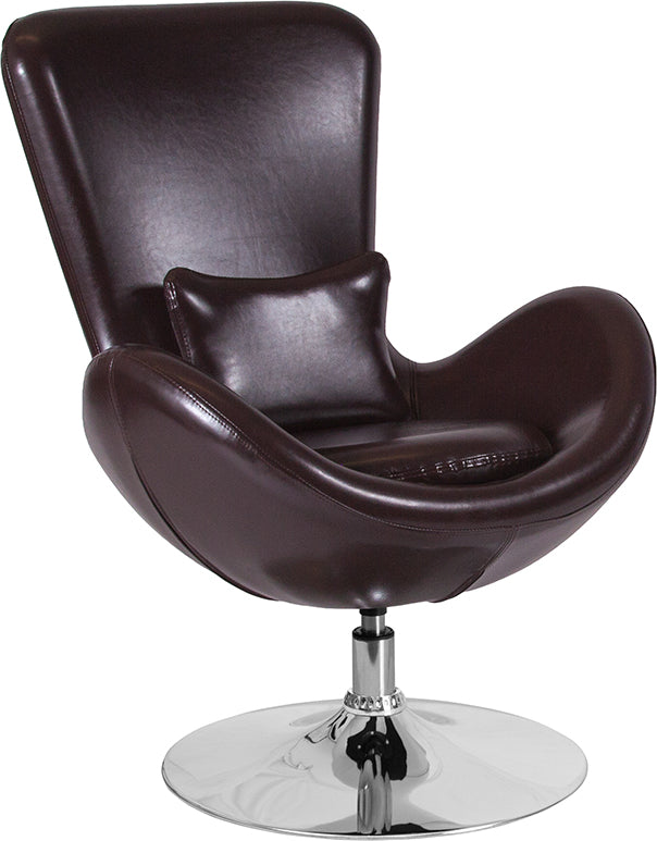 Brown Leather Egg Series Chair CH-162430-BN-LEA-GG