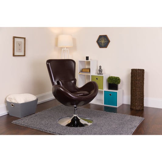 Brown Leather Egg Series Chair CH-162430-BN-LEA-GG