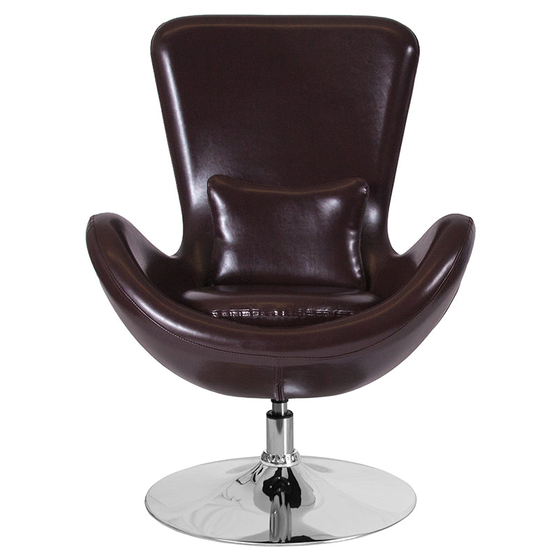 Brown Leather Egg Series Chair CH-162430-BN-LEA-GG