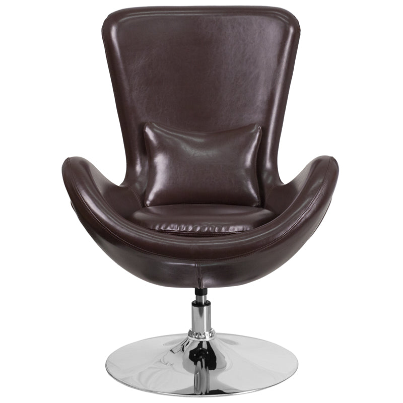 Brown Leather Egg Series Chair CH-162430-BN-LEA-GG