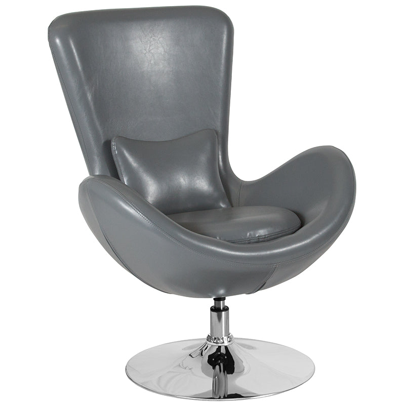 Gray Leather Egg Series Chair CH-162430-GY-LEA-GG