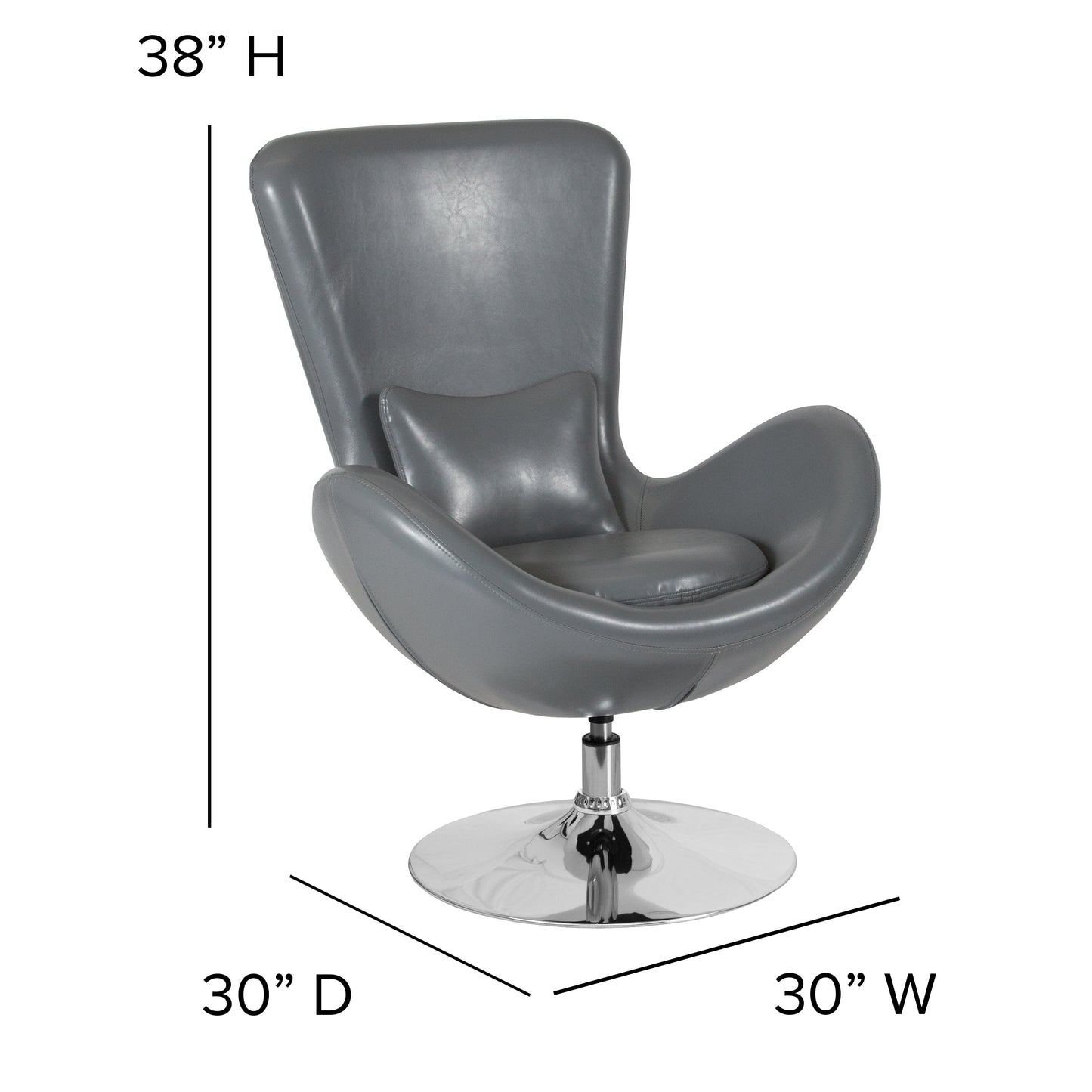 Gray Leather Egg Series Chair CH-162430-GY-LEA-GG