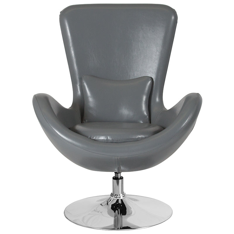 Gray Leather Egg Series Chair CH-162430-GY-LEA-GG