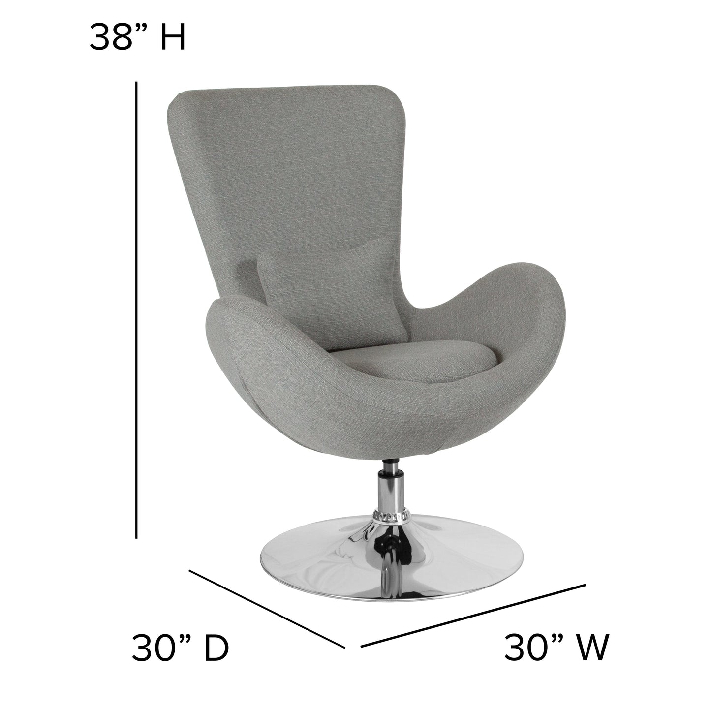 Gray Fabric Egg Series Chair CH-162430-LTGY-FAB-GG