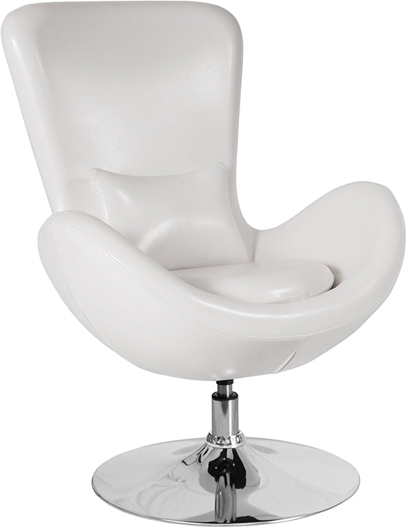 White Leather Egg Series Chair CH-162430-WH-LEA-GG