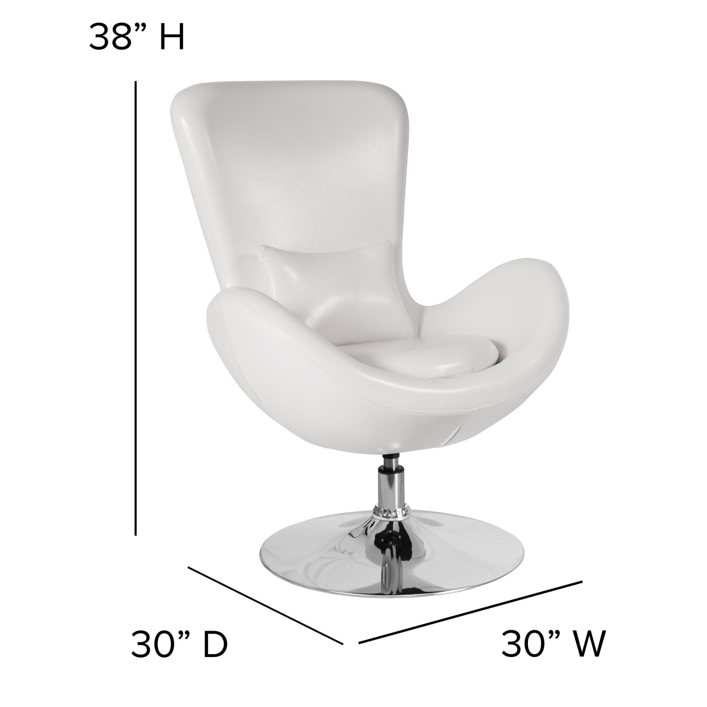 White Leather Egg Series Chair CH-162430-WH-LEA-GG