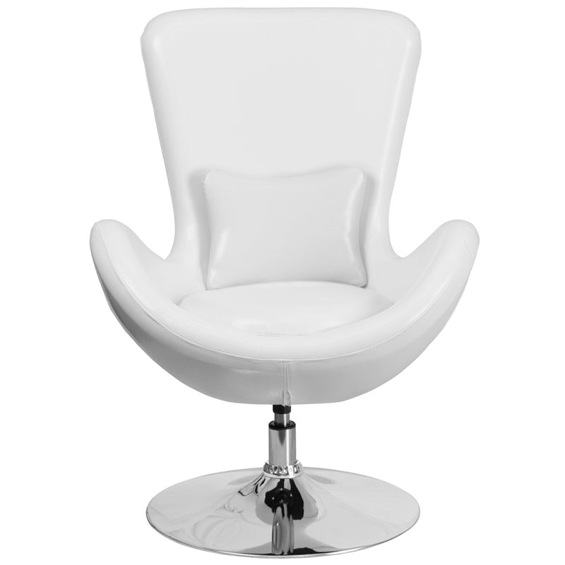 White Leather Egg Series Chair CH-162430-WH-LEA-GG