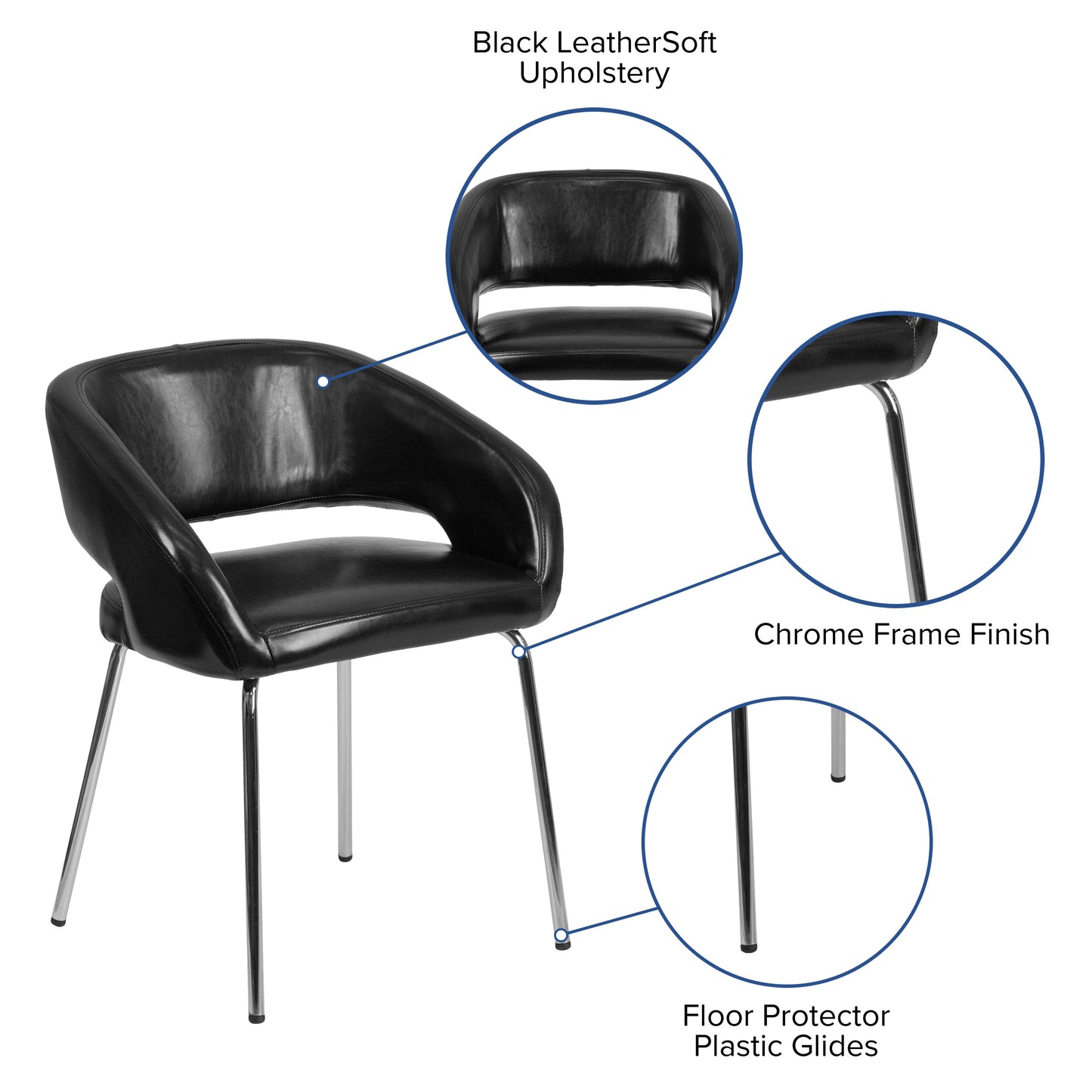 Black Leather Side Chair CH-162731-BK-GG