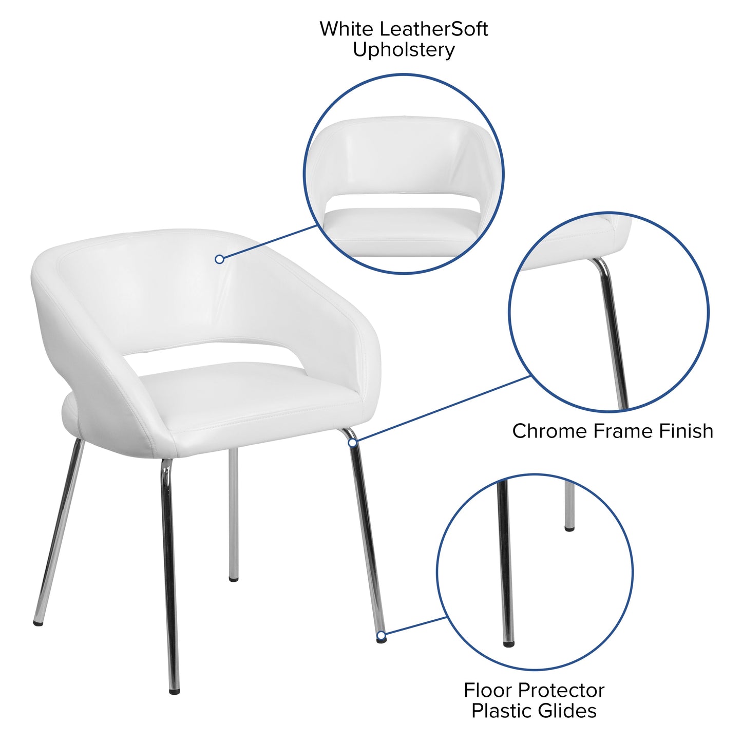 White Leather Side Chair CH-162731-WH-GG