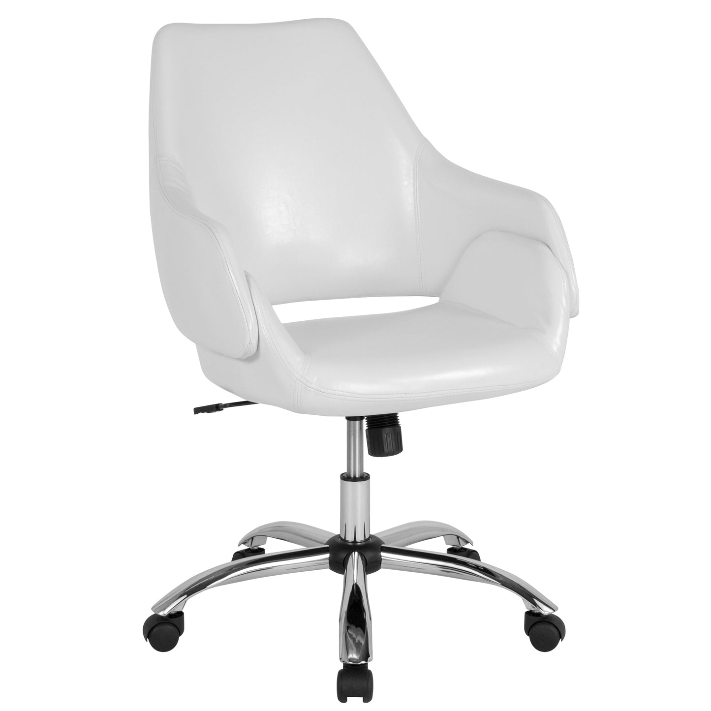 White Leather Mid-Back Chair CH-177280-WH-GG