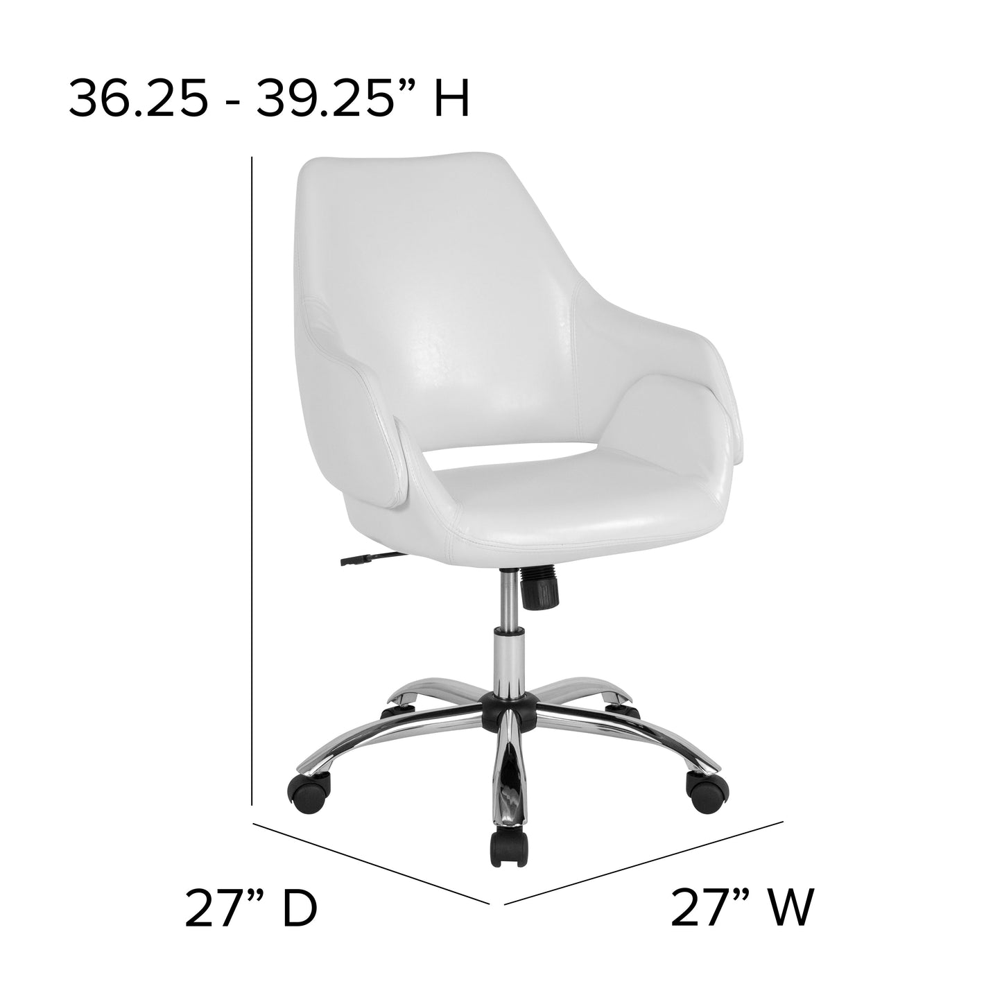 White Leather Mid-Back Chair CH-177280-WH-GG