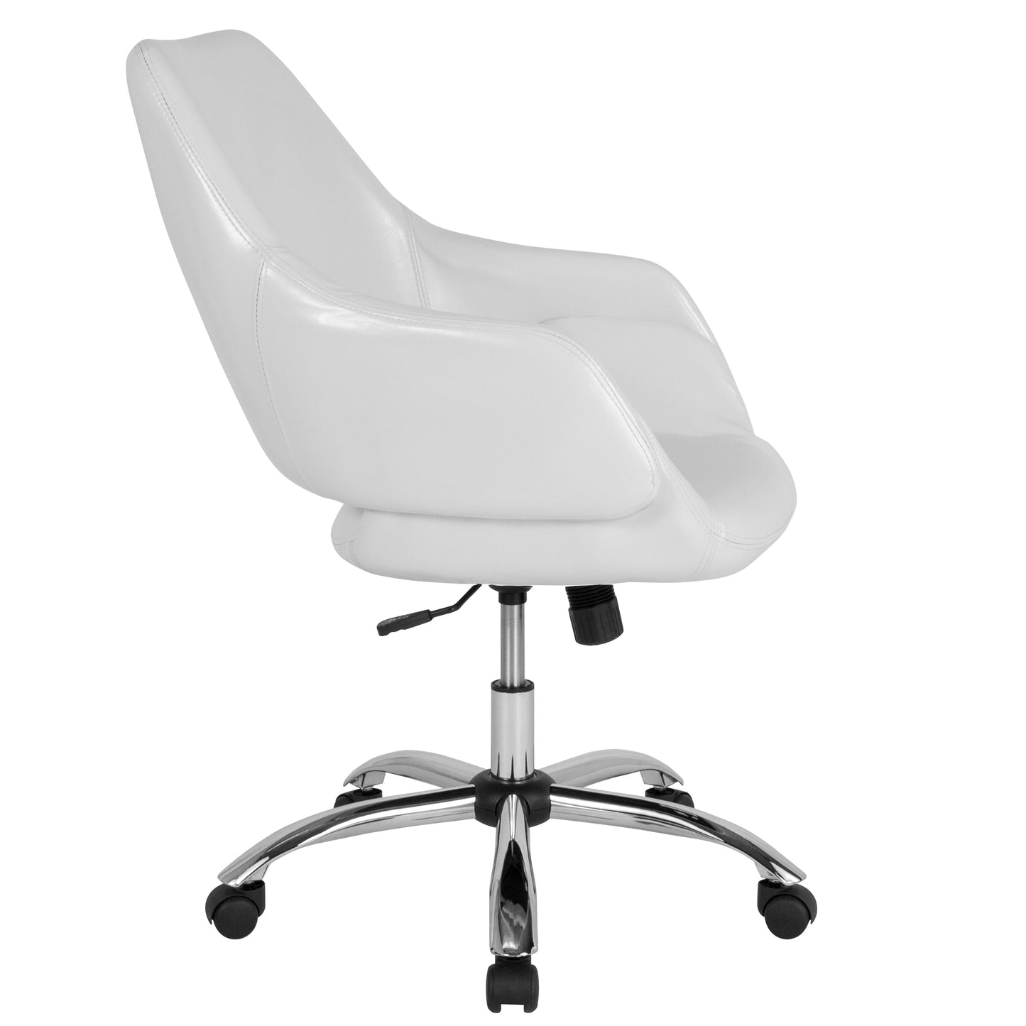 White Leather Mid-Back Chair CH-177280-WH-GG