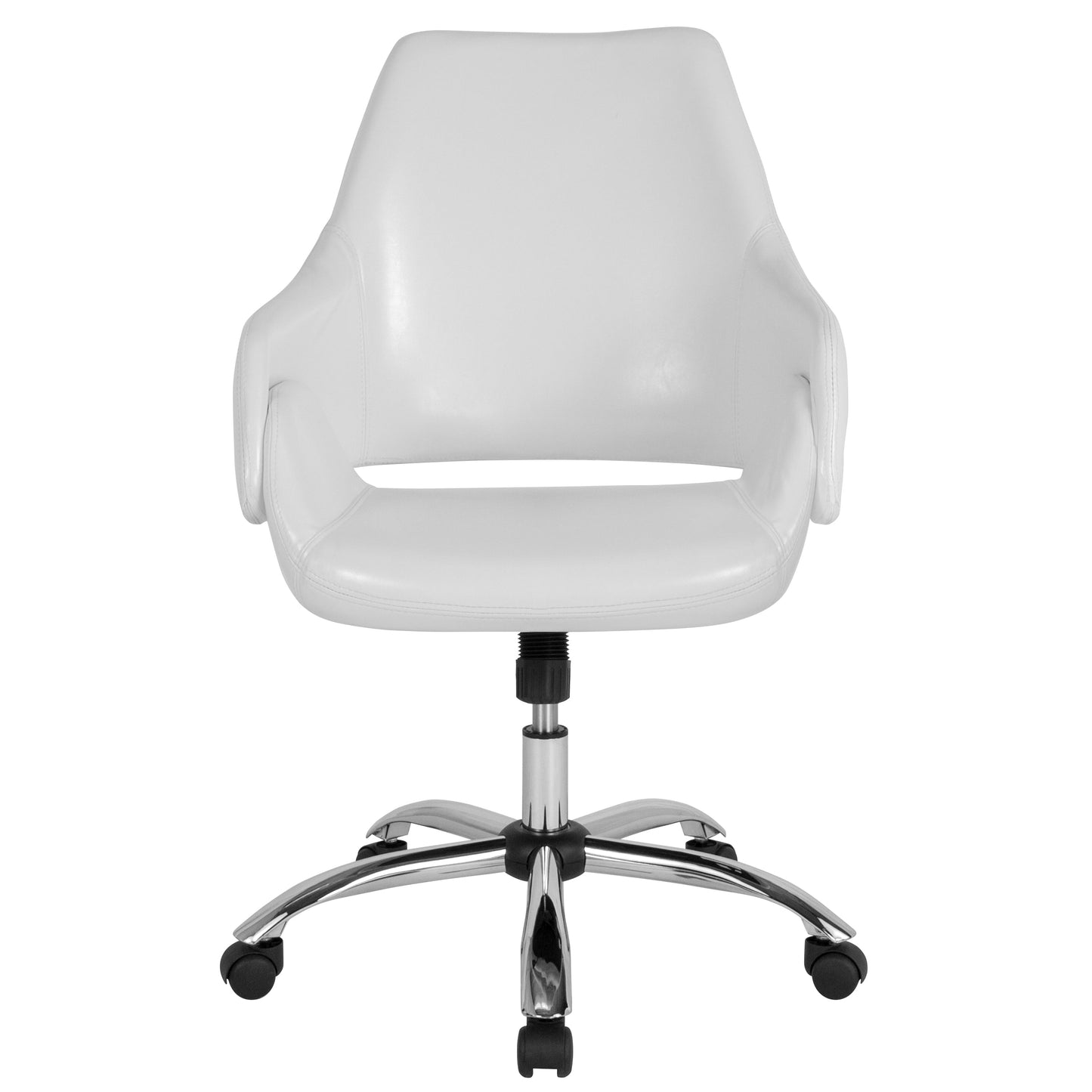 White Leather Mid-Back Chair CH-177280-WH-GG