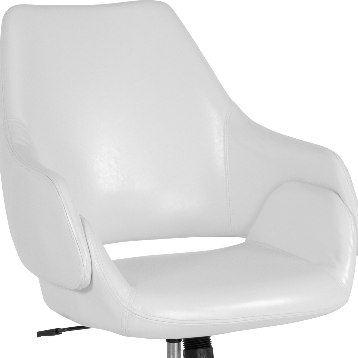 White Leather Mid-Back Chair CH-177280-WH-GG