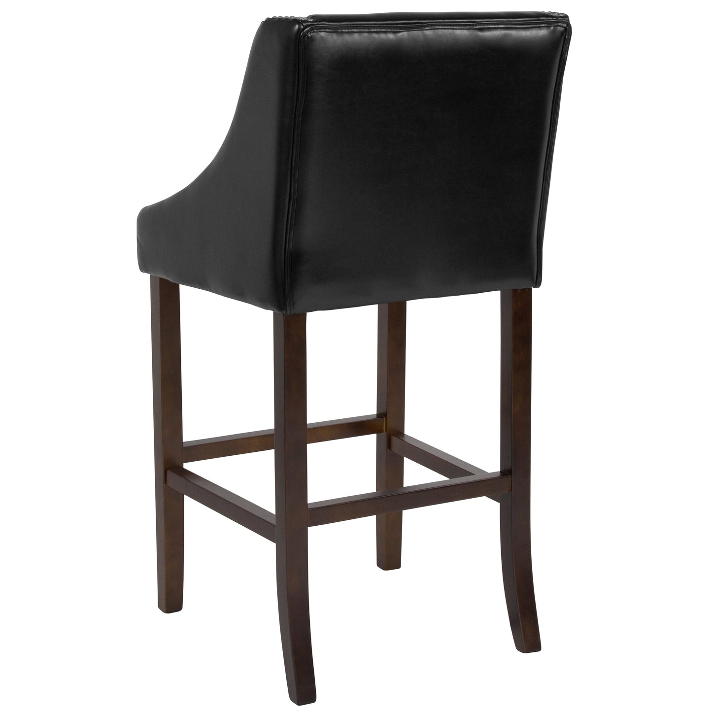 30" Black Leather/Wood Stool CH-182020-30-BK-GG