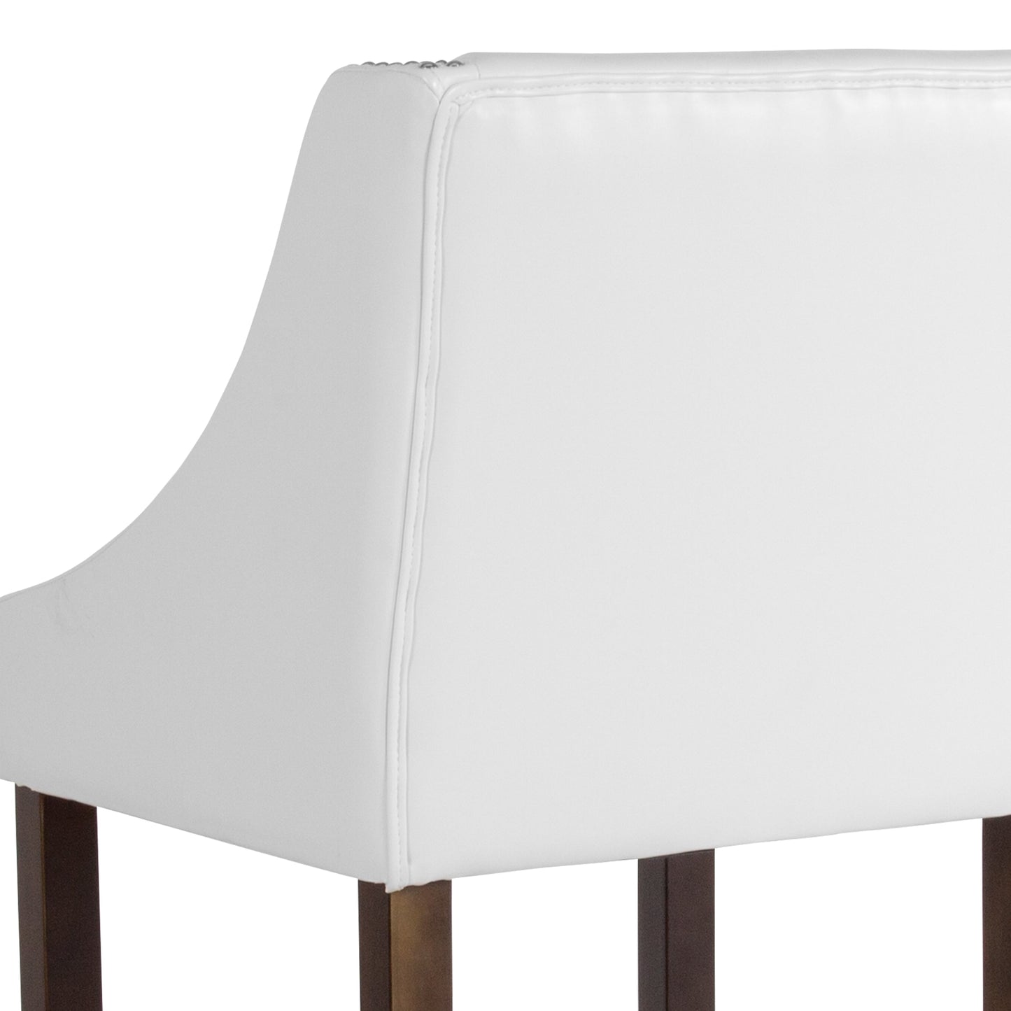 30" White Leather/Wood Stool CH-182020-30-WH-GG