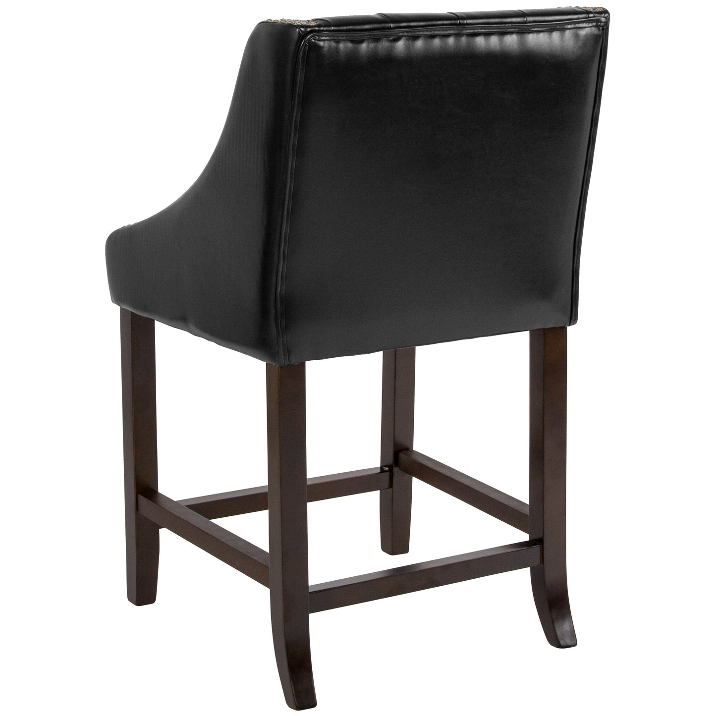 24" Black Leather/Wood Stool CH-182020-T-24-BK-GG