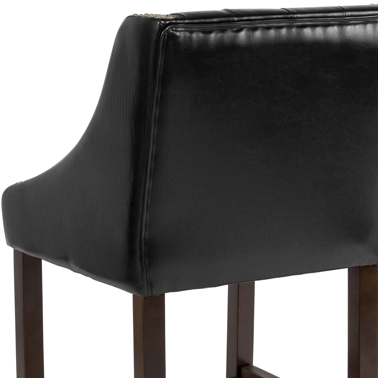 24" Black Leather/Wood Stool CH-182020-T-24-BK-GG