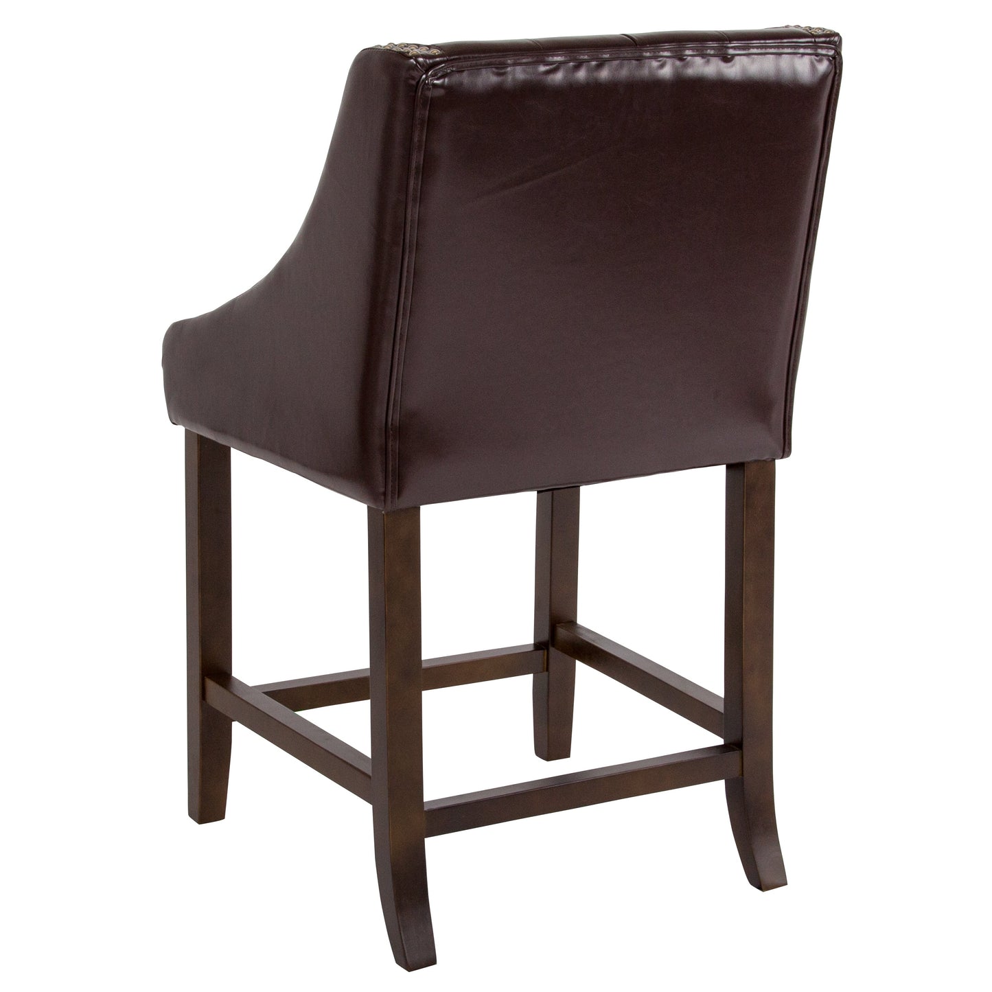 24" Brown Leather/Wood Stool CH-182020-T-24-BN-GG