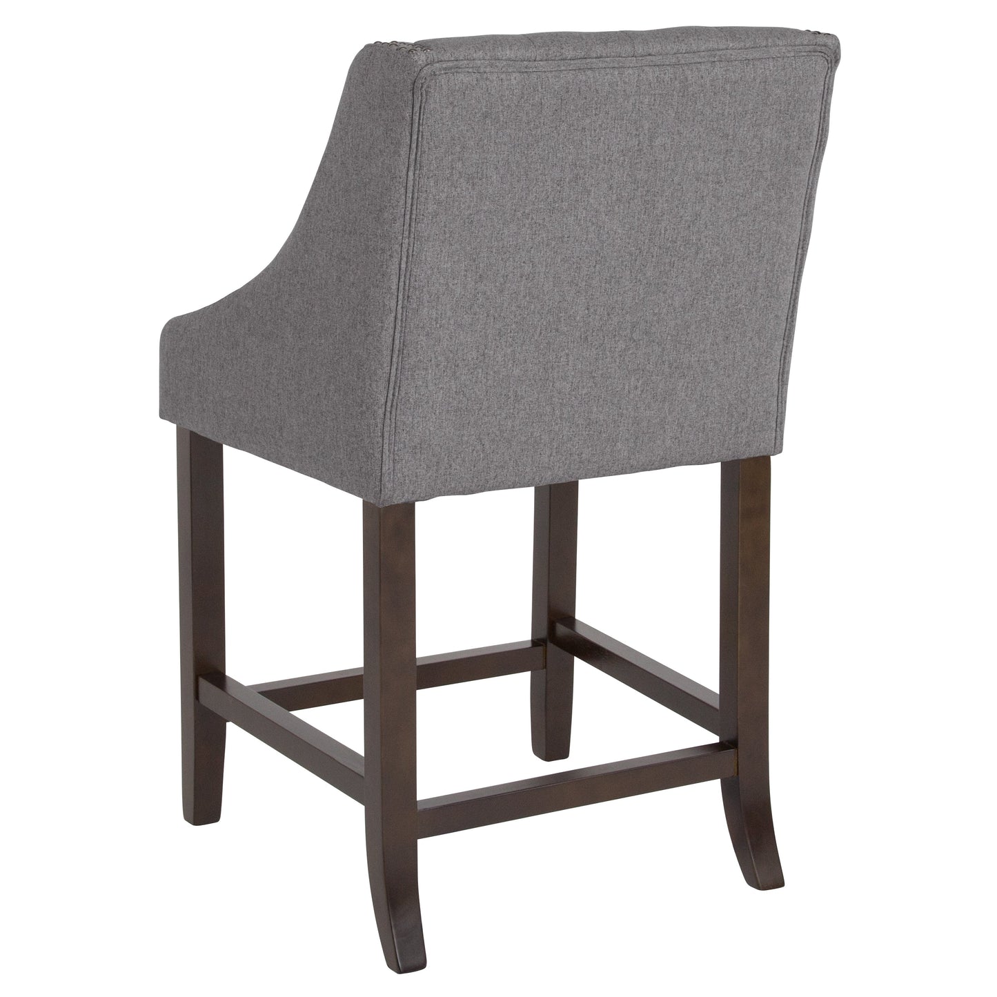 24" Gray Fabric/Wood Stool CH-182020-T-24-DKGY-F-GG