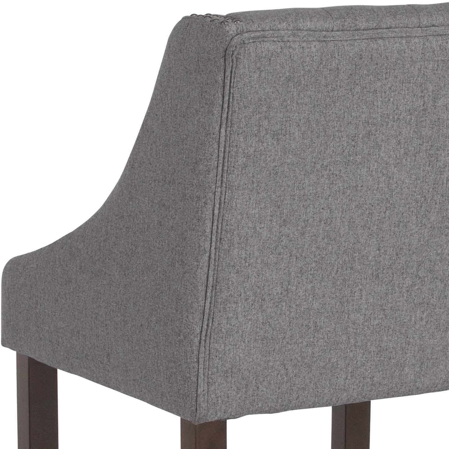 24" Gray Fabric/Wood Stool CH-182020-T-24-DKGY-F-GG