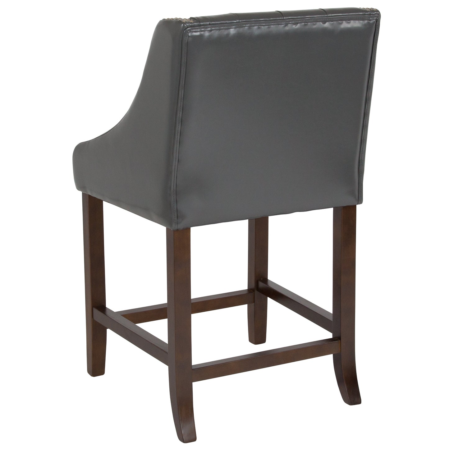 24" DK Gray Leather/Wood Stool CH-182020-T-24-DKGY-GG