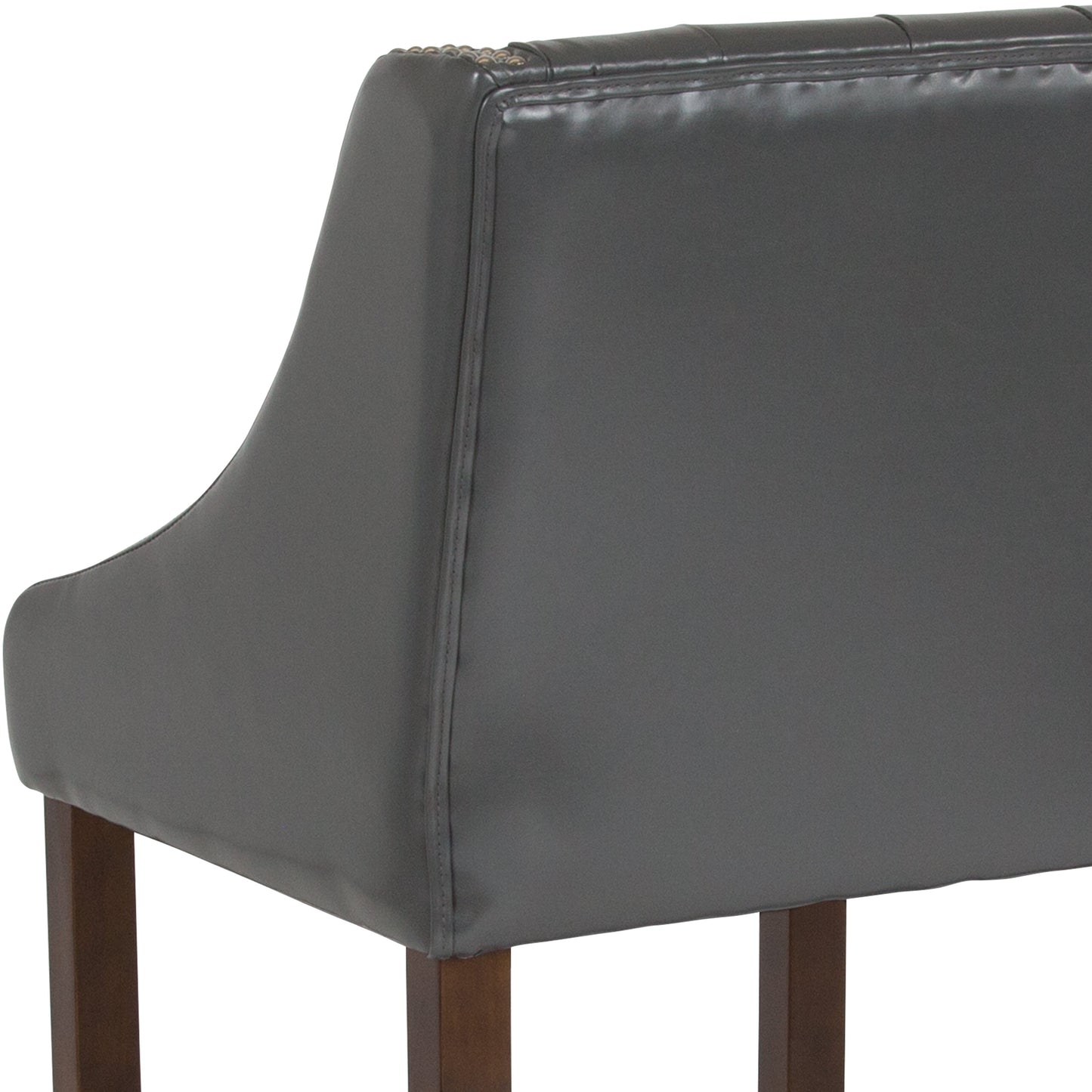 24" DK Gray Leather/Wood Stool CH-182020-T-24-DKGY-GG