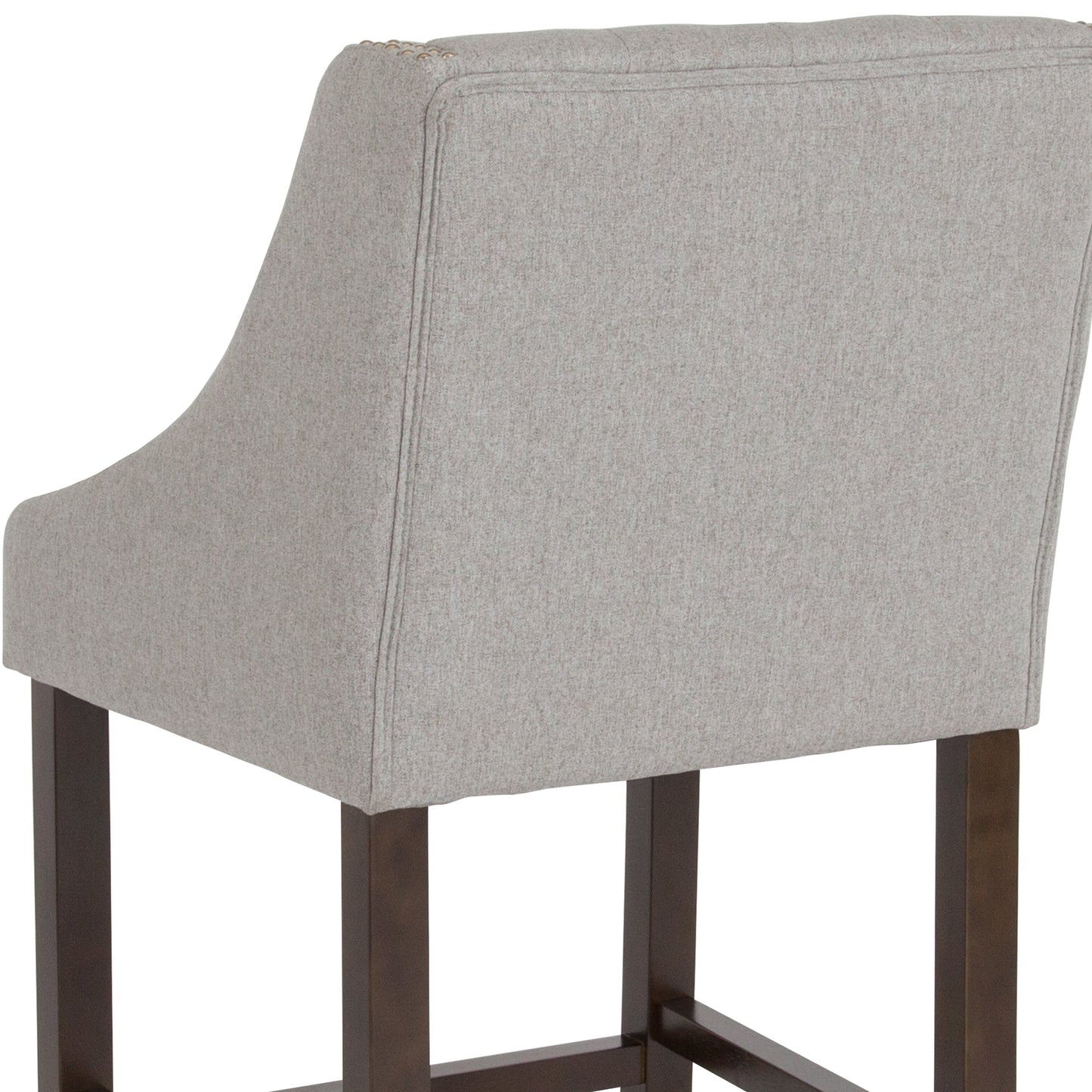 24" Gray Fabric/Wood Stool CH-182020-T-24-LTGY-F-GG