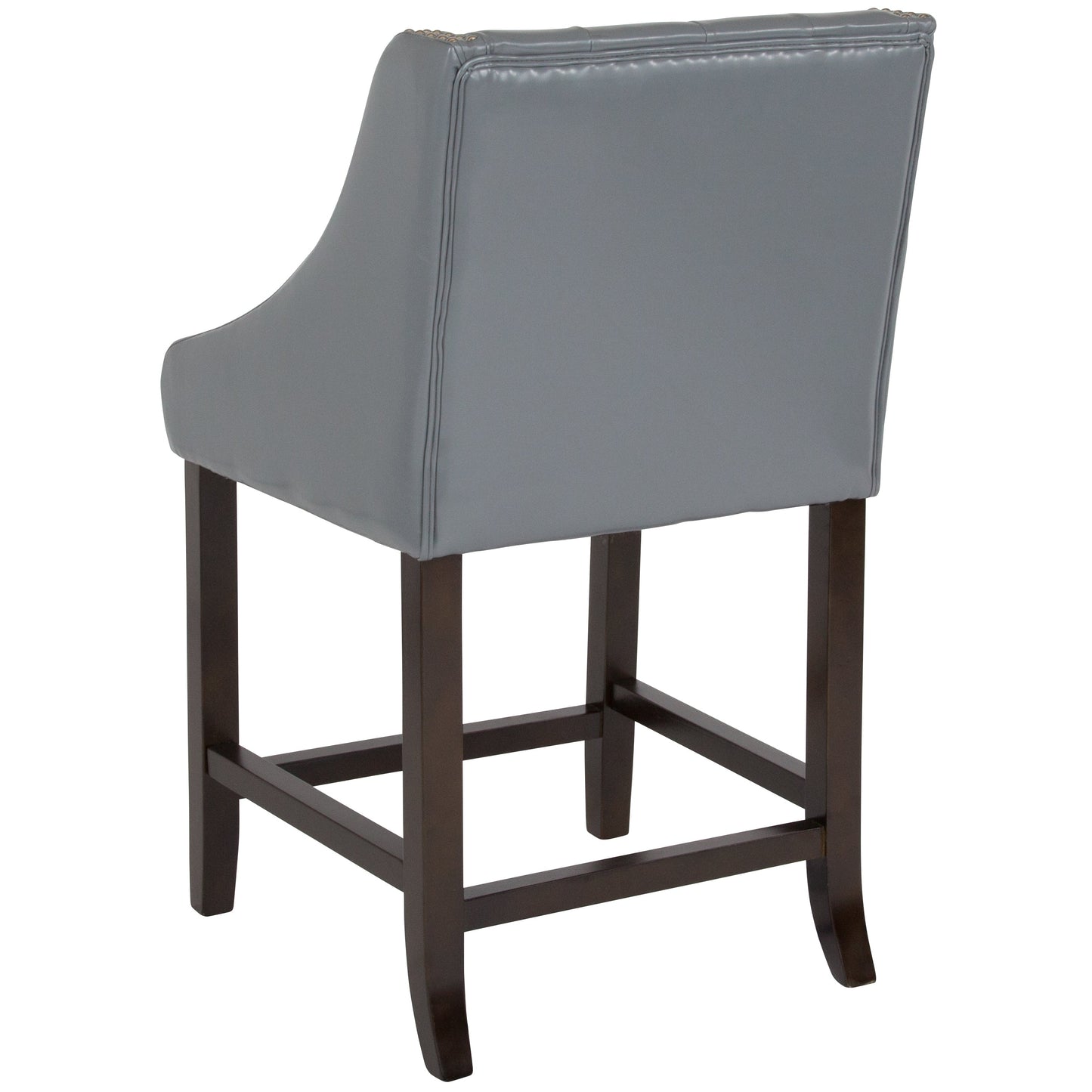 24" Gray Leather/Wood Stool CH-182020-T-24-LTGY-GG