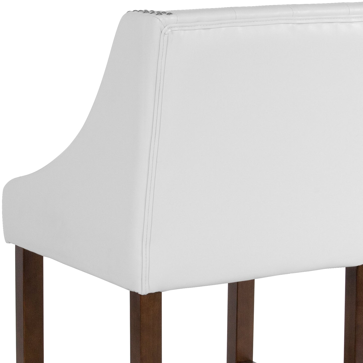 24" White Leather/Wood Stool CH-182020-T-24-WH-GG