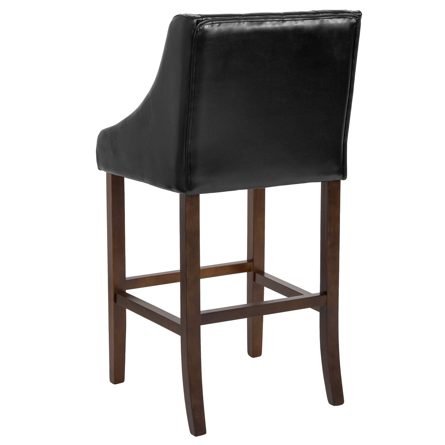 30" Black Leather/Wood Stool CH-182020-T-30-BK-GG