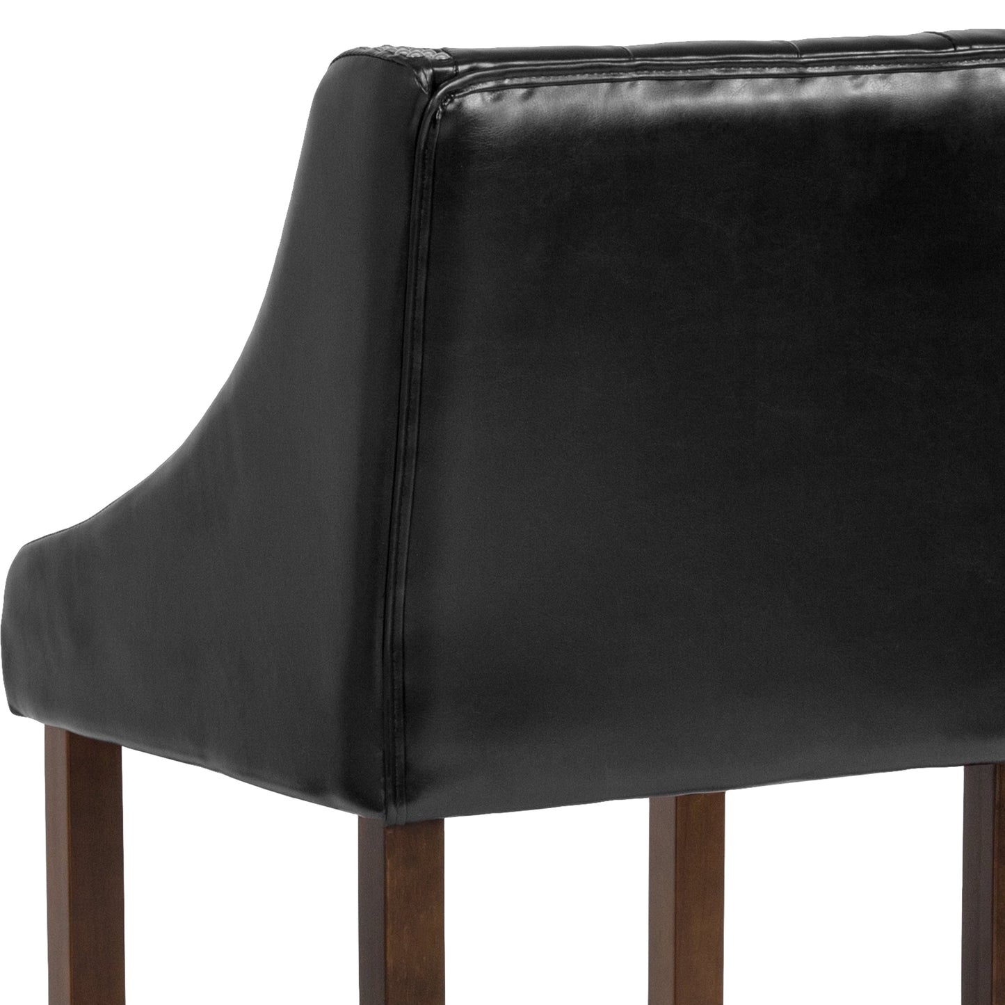 30" Black Leather/Wood Stool CH-182020-T-30-BK-GG