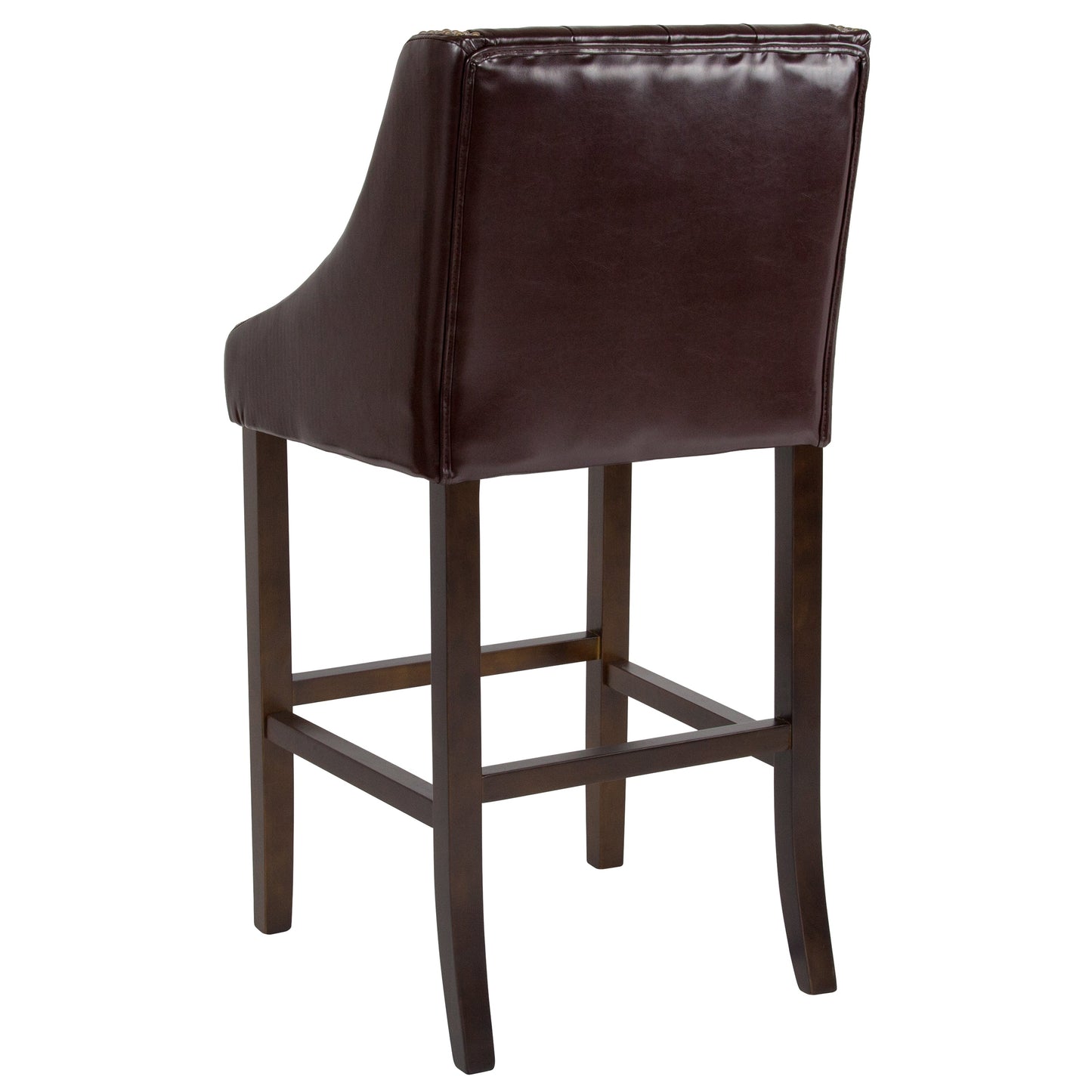 30" Brown Leather/Wood Stool CH-182020-T-30-BN-GG