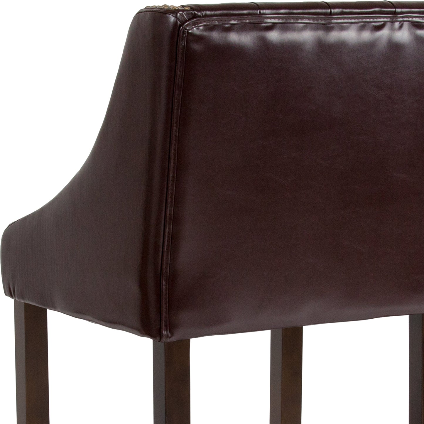 30" Brown Leather/Wood Stool CH-182020-T-30-BN-GG