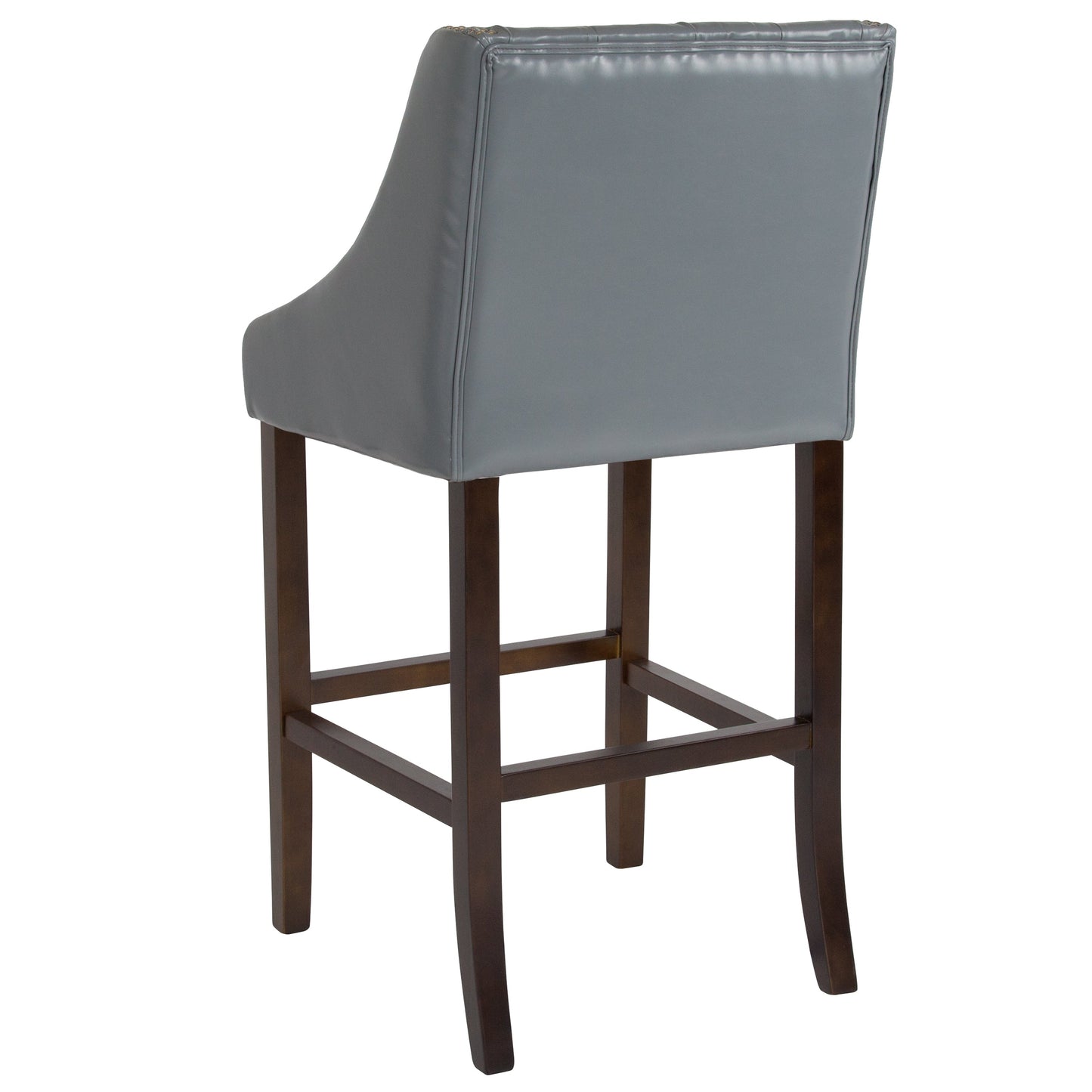 30" Gray Leather/Wood Stool CH-182020-T-30-LTGY-GG