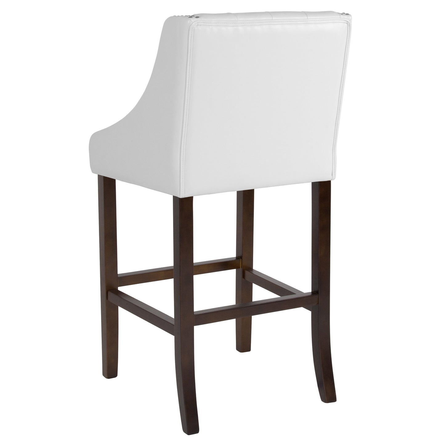 30" White Leather/Wood Stool CH-182020-T-30-WH-GG