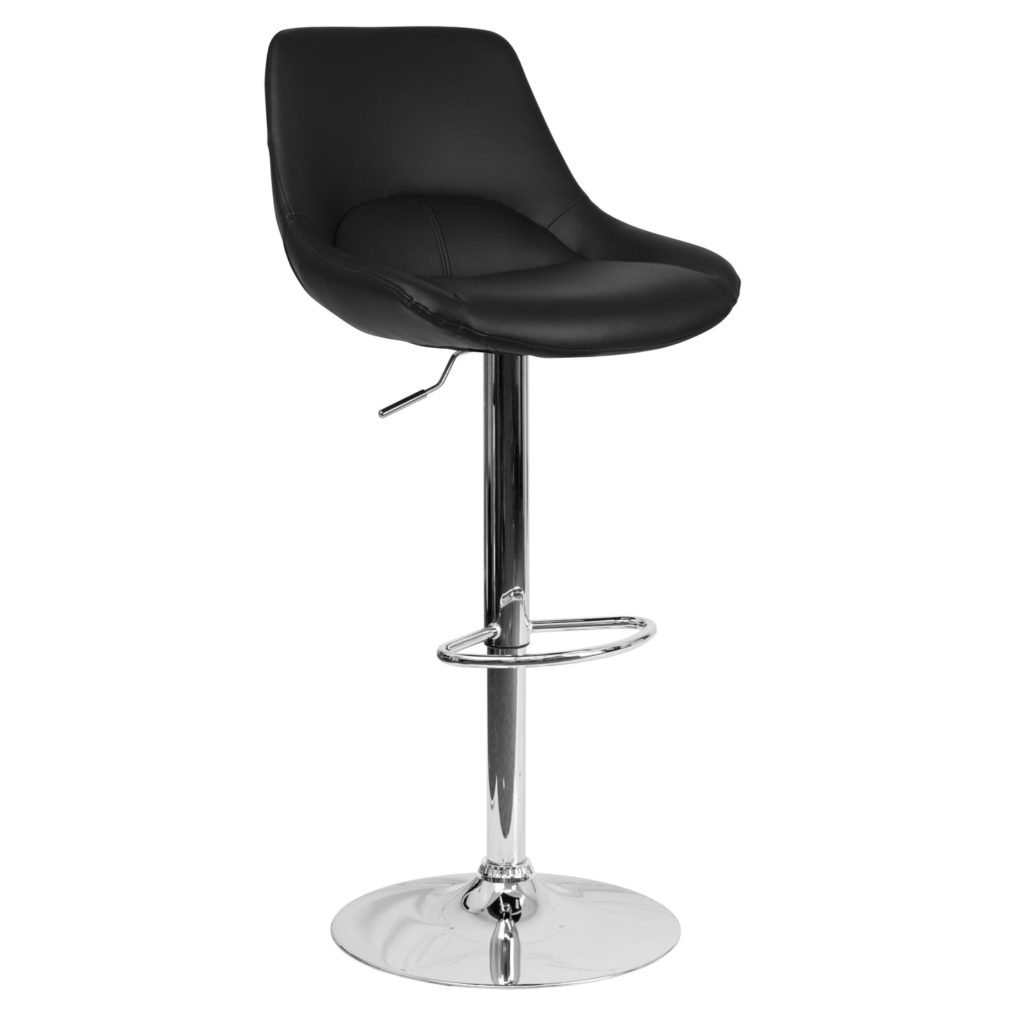 Black Vinyl Swivel Bar Stool CH-182050X000-BK-V-GG