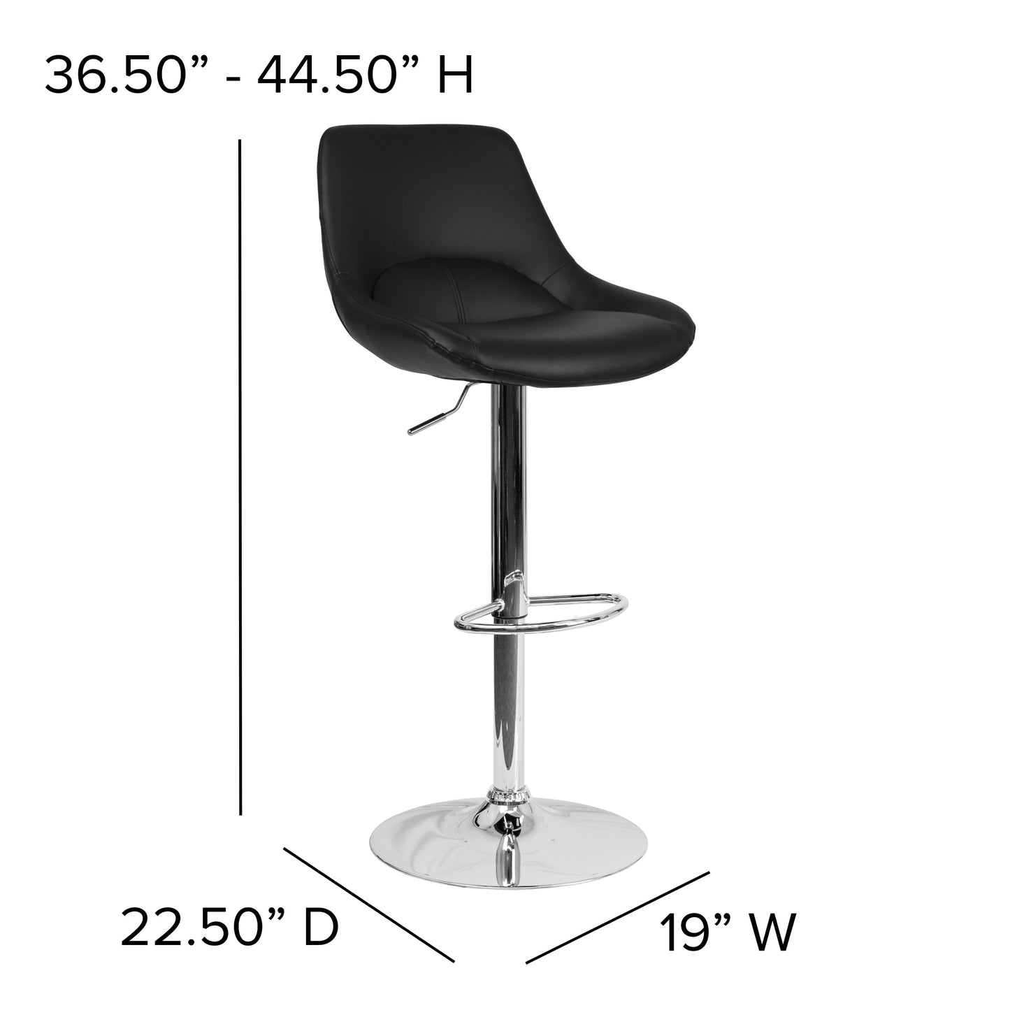 Black Vinyl Swivel Bar Stool CH-182050X000-BK-V-GG