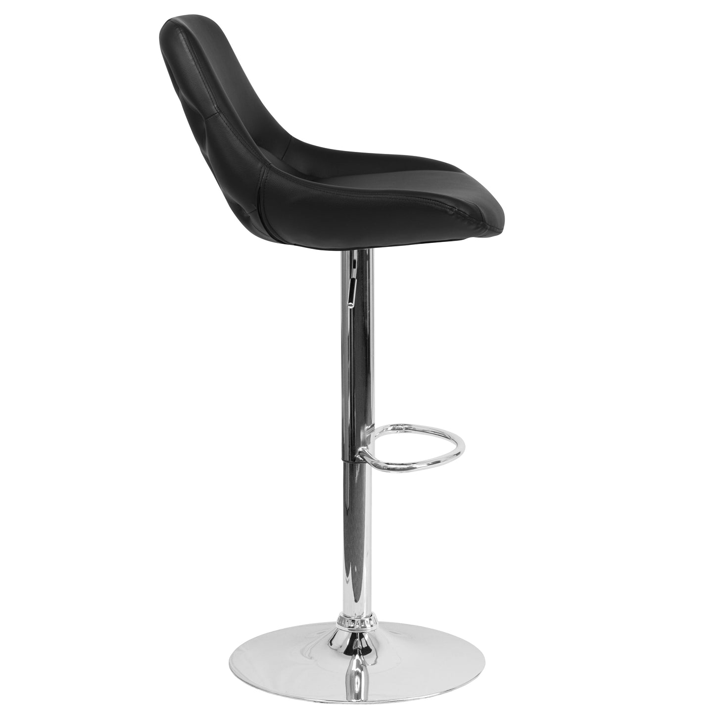 Black Vinyl Swivel Bar Stool CH-182050X000-BK-V-GG