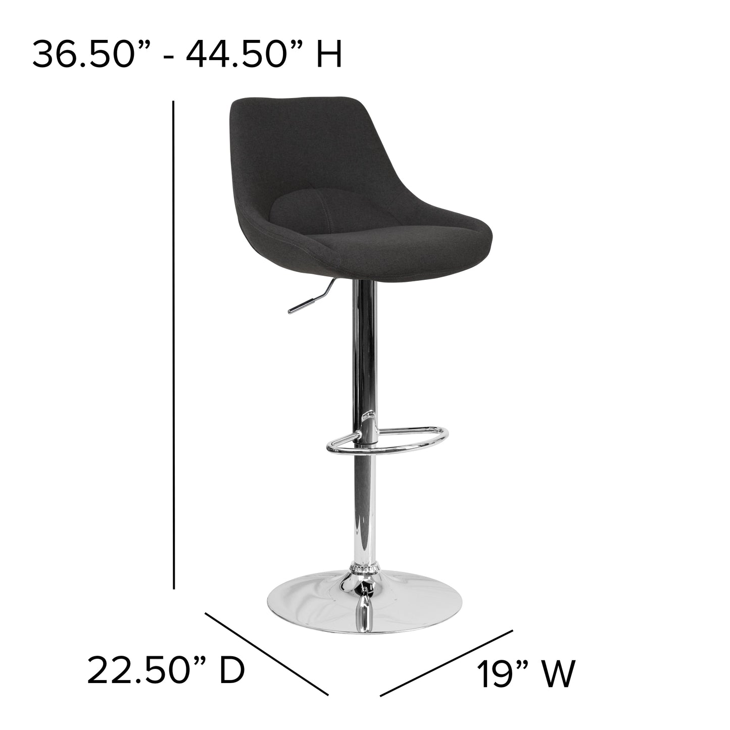 Black Fabric Swivel Bar Stool CH-182050X000-BKFAB-GG