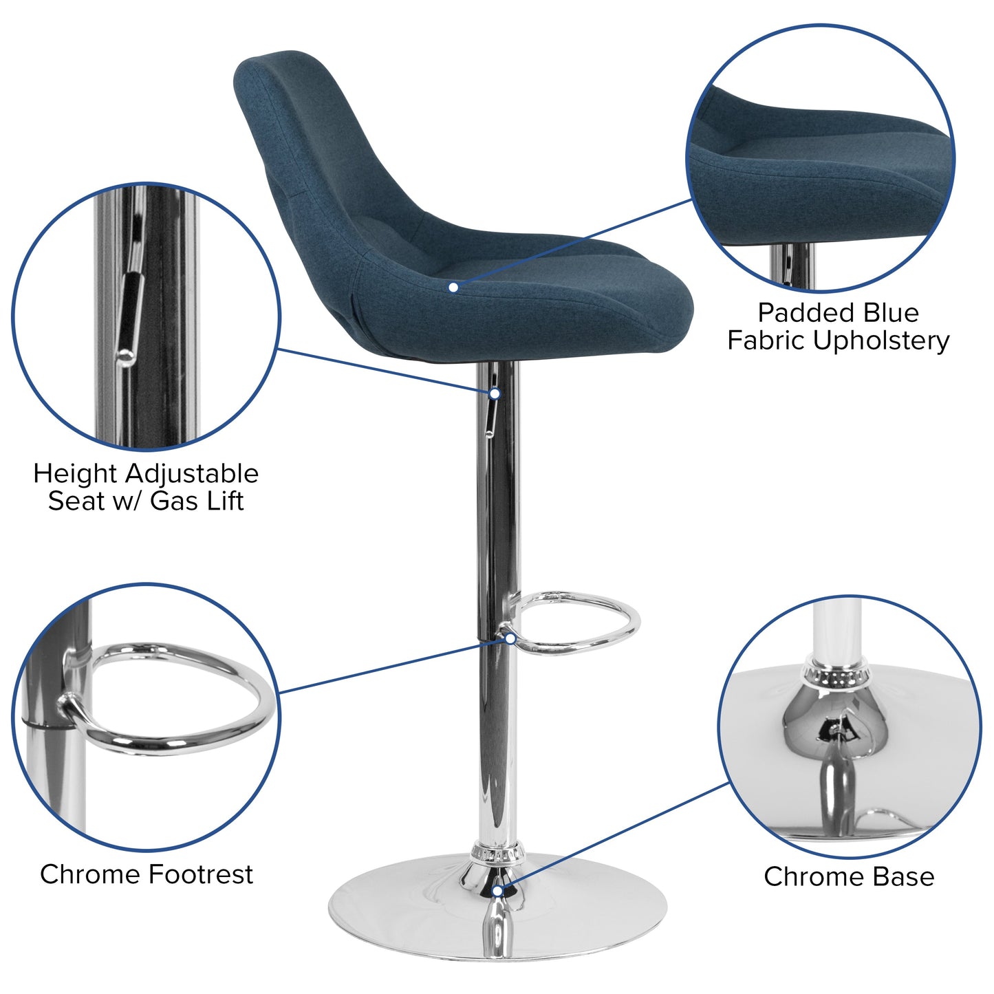 Blue Fabric Swivel Bar Stool CH-182050X000-BLFAB-GG